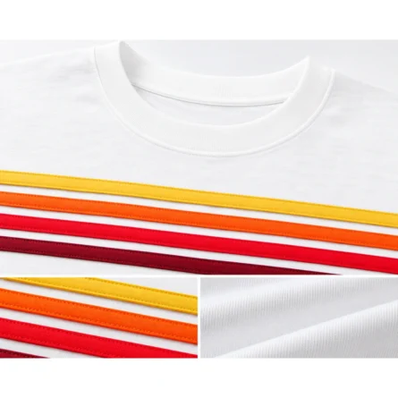 Cotton T-Shirt with Front Stripe Stitched - Image 3
