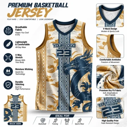 Custom Dragon Print Basketball Jersey. - Image 3