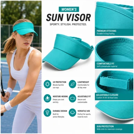 Custom Women Sun Visor Cap - Image 3