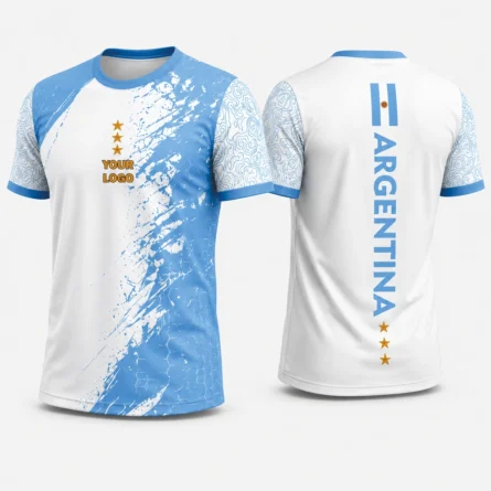 Custom Argentina-Inspired Sublimation Sports T-Shirt