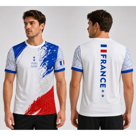 Custom France Sublimation Sports T-shirt - Image 2