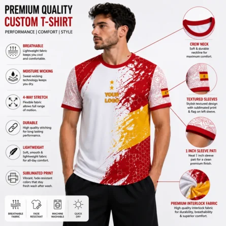 Custom Spain Sublimation Sports T-shirt - Image 3