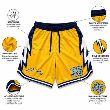 Custom Yellow Basketball Shorts - Image 3