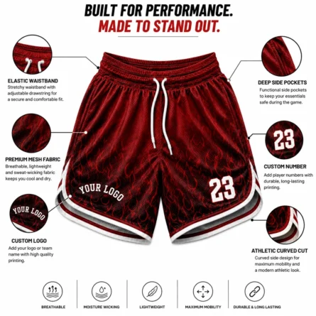 Custom Sublimated Mesh Basketball Shorts - Image 3