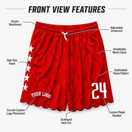 Custom Red Flame Basketball Shorts - Image 3