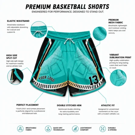 Custom Premium Mesh Basketball Shorts - Image 2