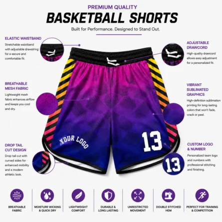 Custom  Drop-Tail Basketball Shorts - Image 4