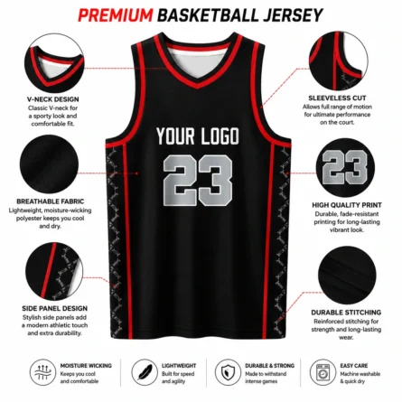 Custom Black Sublimated Basketball Jersey... - Image 3
