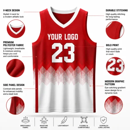 Custom Wave Sublimated Basketball jersey - Image 4