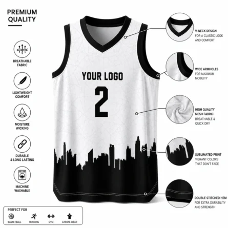 Custom Black & White Basketball jersey - Image 4