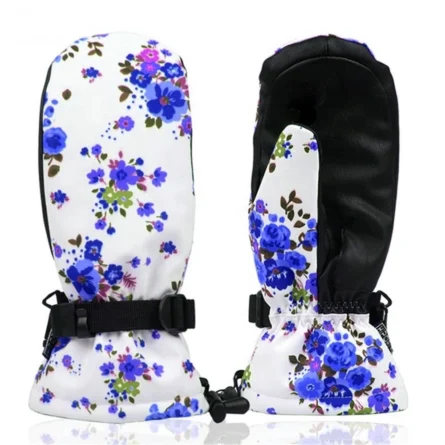 Custom Women Floral Ski Mittens - Image 2