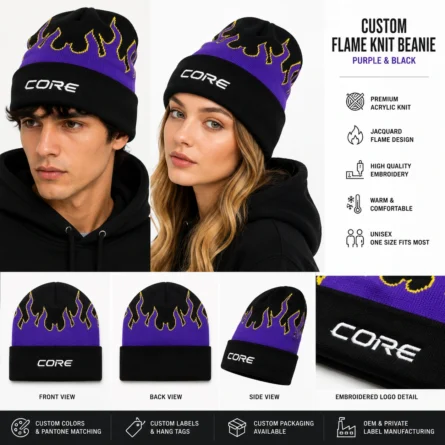 Custom Flame Knit Beanie - Image 3