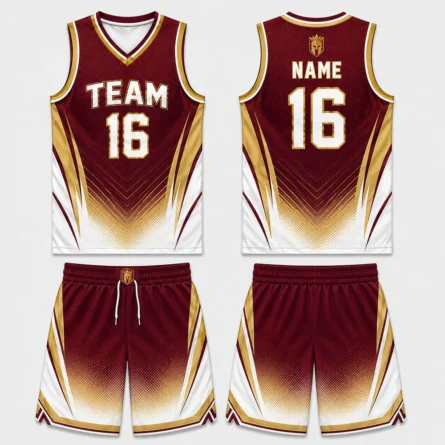 Custom Burgundy & Gold Basketball Uniform