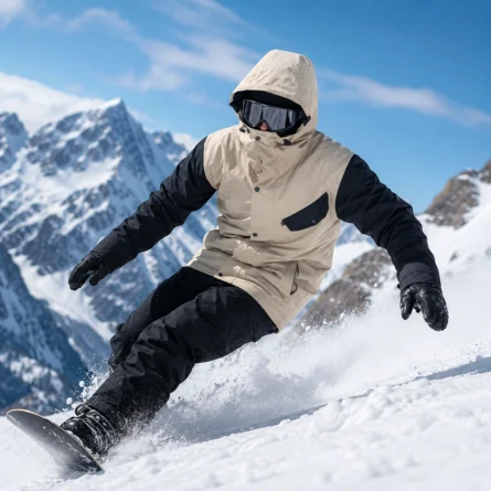 Custom Men Beige Winter Snow Jacket - Image 3