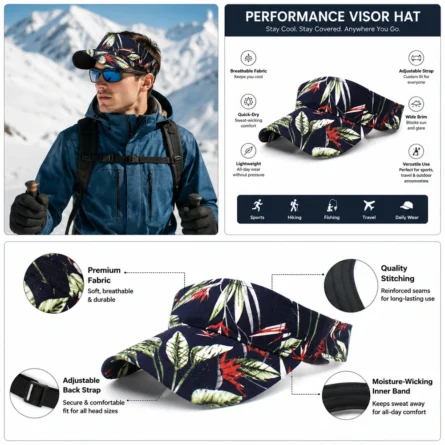 Custom Sun Visor Floral Print Cap - Image 3