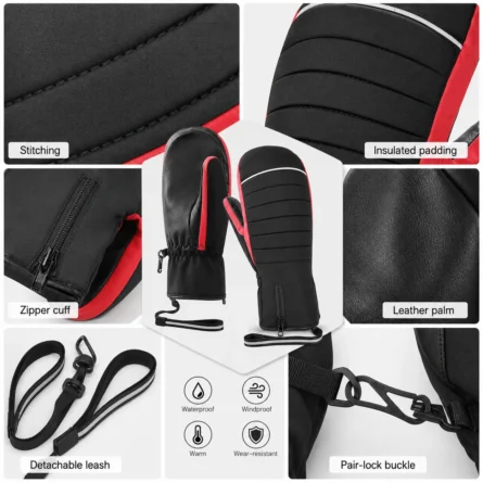 Custom  Winter  Leather Mittens - Image 3