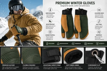 Custom Premium Leather Insulated Ski Gloves - Image 3