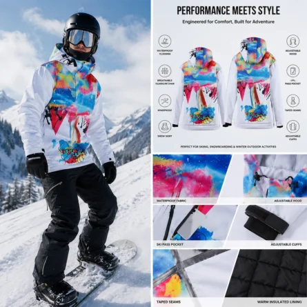 Custom  Graffiti Print Ski & Snowboard Jacket - Image 3