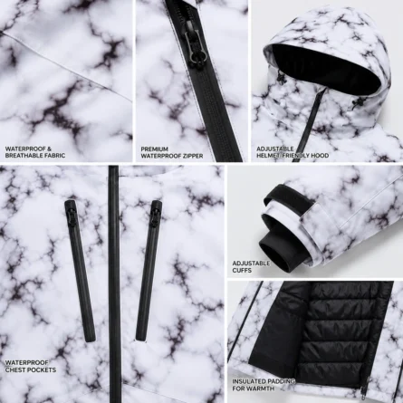Custom Marble Print Snow Jacket - Image 2