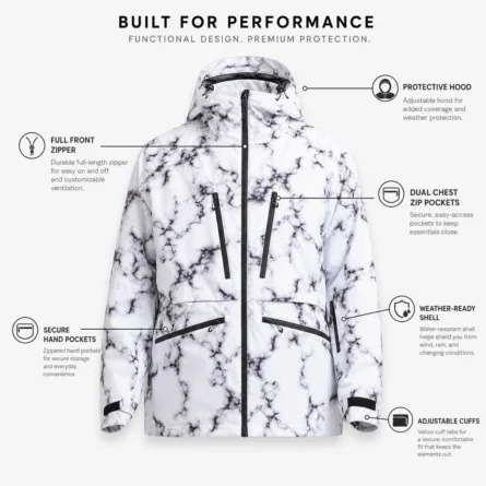 Custom Marble Print Snow Jacket - Image 3