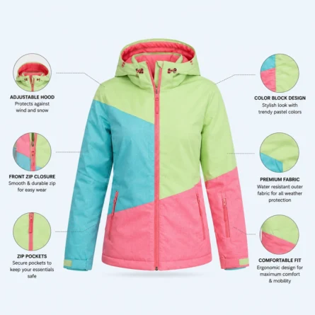 Custom  Color Block Winter Jacket - Image 2