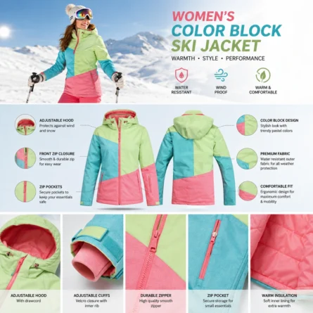 Custom  Color Block Winter Jacket - Image 3