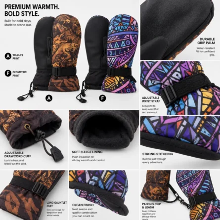 Custom Premium Printed Insulated Ski Mittens - Image 3