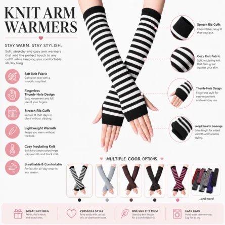 Custom Women Long Knit  Arm Warmer - Image 2
