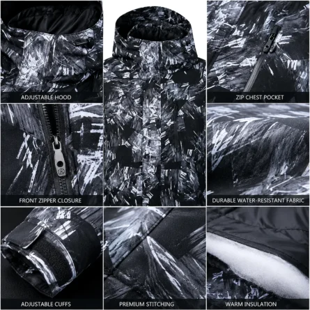Custom Black Snow Printed Jacket - Image 2