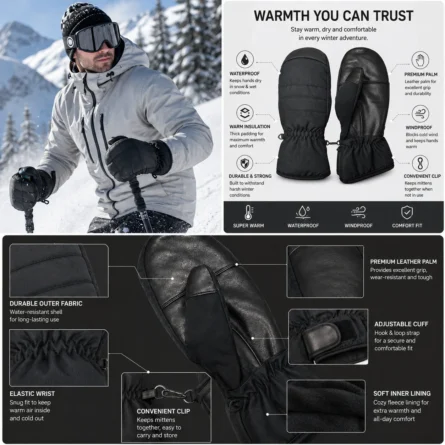 Custom Mittens with Premium Leather Palm - Image 4