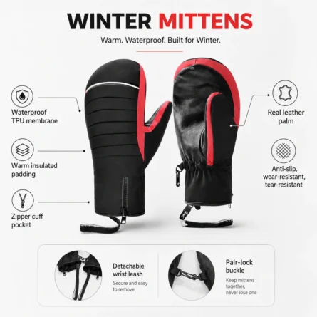Custom  Winter  Leather Mittens - Image 5
