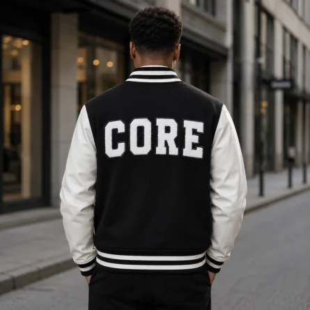 CORE Black & White Chenille Varsity Jacket