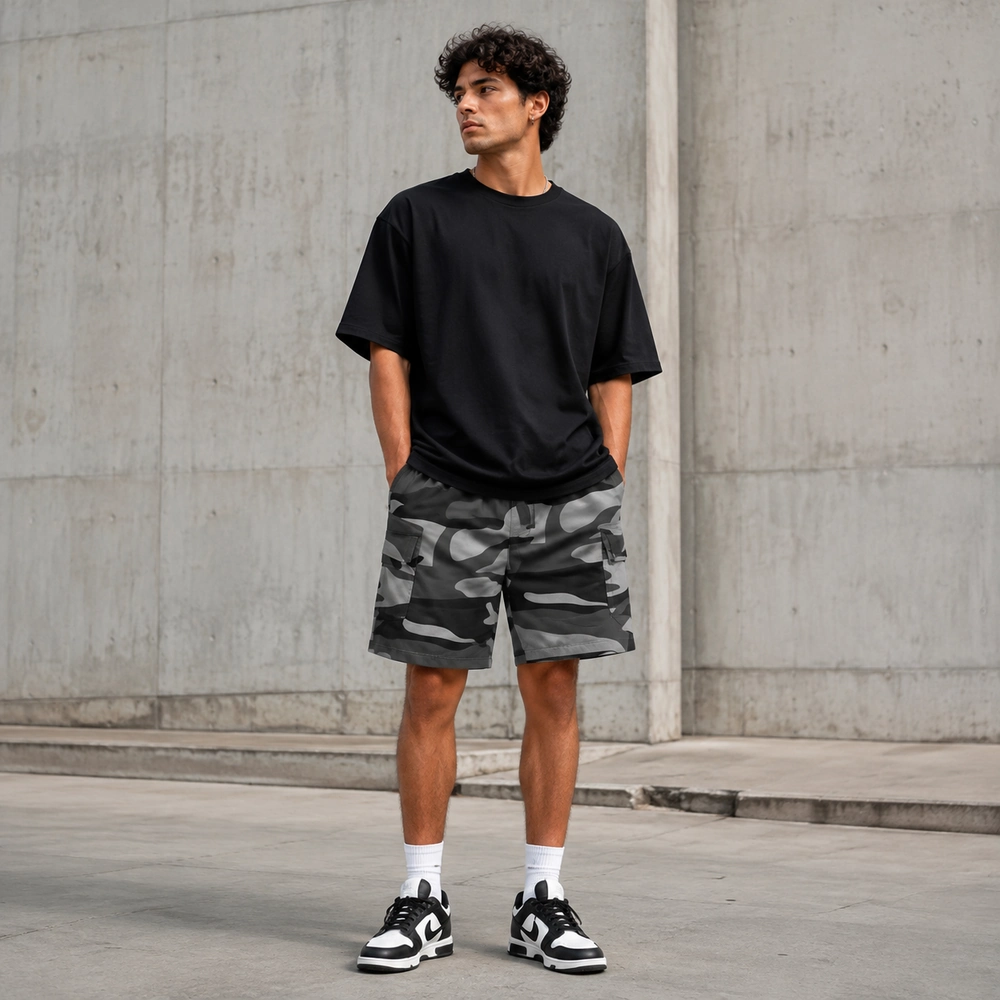 Custom Urban Grey Camo Cargo Shorts