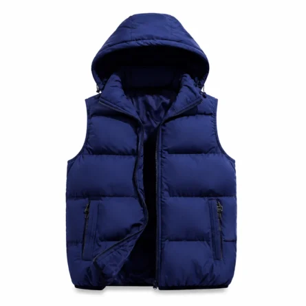 Custom Royal Blue Hooded Puffer Vest