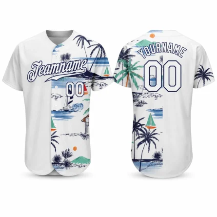 Custom Tropical Palm Tree Baseball Jersey - Image 2
