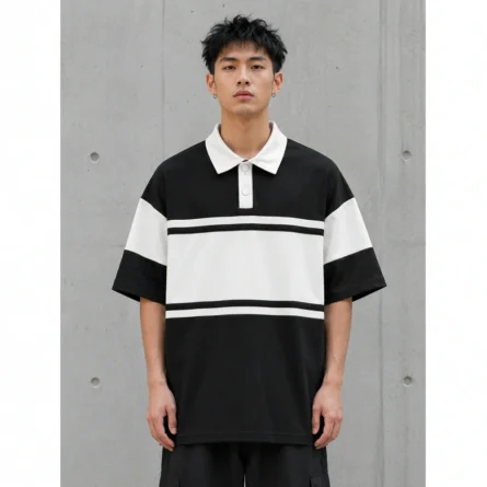 Color-Block Oversized Cotton Polo Shirt - Image 5