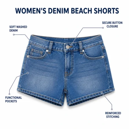 Custom Women Denim Beach Shorts - Image 3