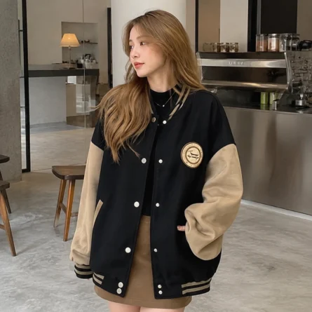 Custom Women Oversized Varsity Jacket - Image 3