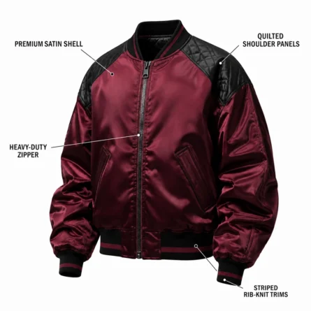 Custom Women Satin Bomber Jacket - Image 3