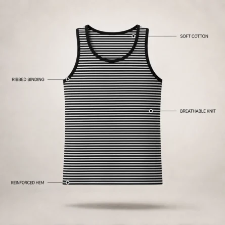 Custom Men Striped Cotton Tank Top - Image 3