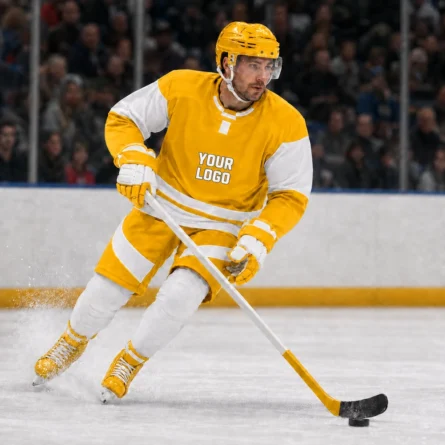 Custom Yellow Ice Hockey Uniform Set - Image 3