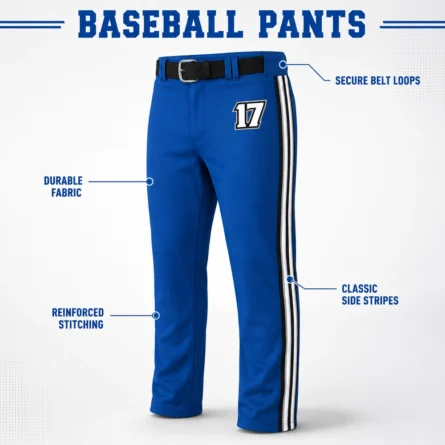 Custom Royal Blue Baseball Pants with Side Stripes - Image 3