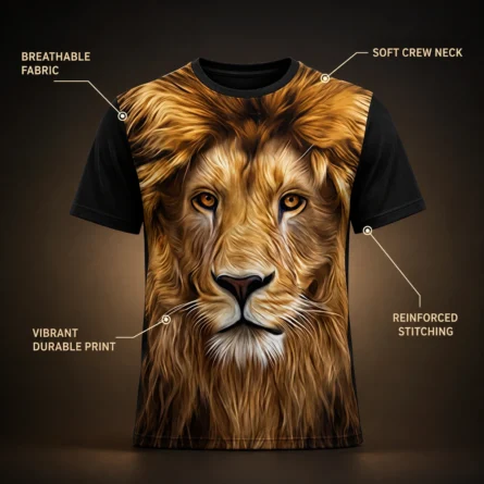 Custom Lion All-Over Print T-Shirt - Image 3