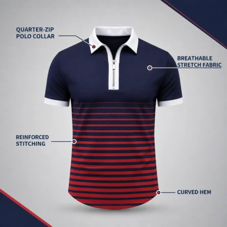 Custom Men Striped Polo Shirt - Image 3