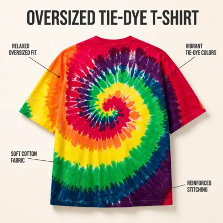 Custom Rainbow Spiral Tie-Dye Oversized T-Shirt - Image 2