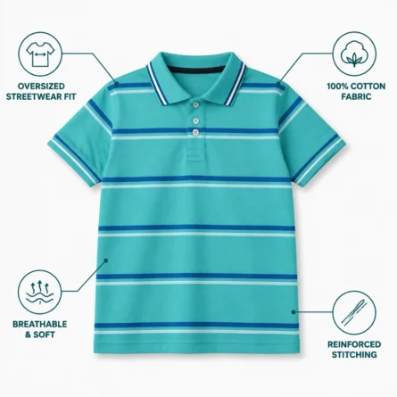 Custom Men Striped Cotton Polo Shirt - Image 4