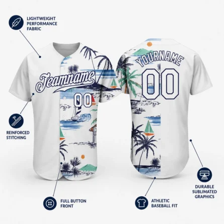 Custom Tropical Palm Tree Baseball Jersey - Image 4
