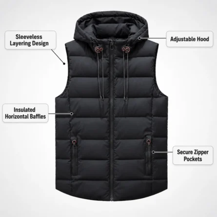 Custom Long Hooded Puffer Vest - Image 3