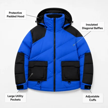 Royal Blue Hooded Puffer Jacket - Image 4
