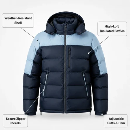 Custom Color-Block Hooded Puffer Jacket - Image 4